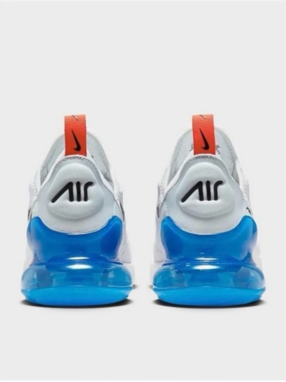 Nike Air Max 270 White with Blue Heel and Red Pull Tab